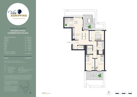 Grundriss - Erdgeschosswohnung in 50668 Köln mit 114m² kaufen