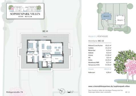 Sophienpark-Villen_Vertriebsgrundrisse-WE10 - Dachgeschosswohnung in 53179 Bonn mit 168m² kaufen