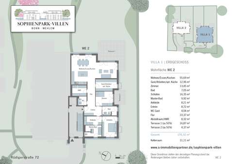 Sophienpark-Villen_Vertriebsgrundrisse WE 02 - Erdgeschosswohnung in 53179 Bonn mit 176m² kaufen