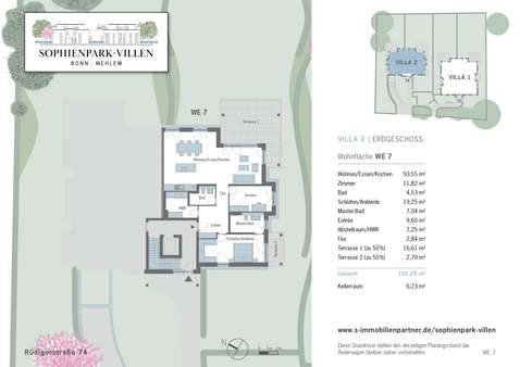 Sophienpark-Villen_Vertriebsgrundrisse-WE07 - Erdgeschosswohnung in 53179 Bonn mit 132m² kaufen