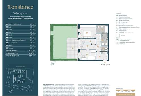 Grundriss WE 4.44 UG Grundriss WE 4.44 UG - Maisonette-Wohnung in 53115 Bonn mit 122m² kaufen
