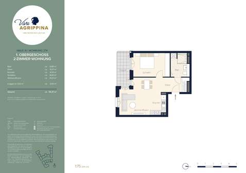 Grundriss - Etagenwohnung in 50668 Köln mit 55m² kaufen