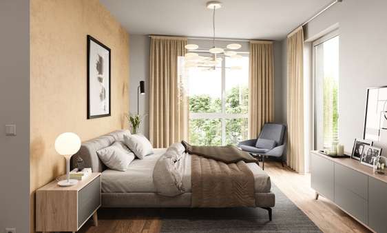 Beispiel-Schlafzimmer - Erdgeschosswohnung in 53225 Bonn - Beuel mit 106m² günstig kaufen