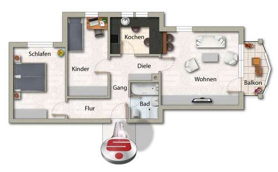 Wohnungsgrundriss Wohnungsgrundriss - Wohnung in 88353 Kißlegg mit 68m² kaufen