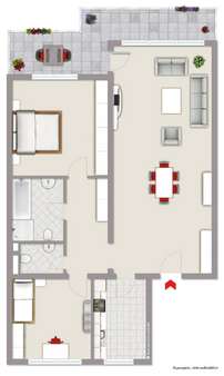 Grundriss Erdgeschoss - Wohnung in 45527 Hattingen mit 96m² kaufen