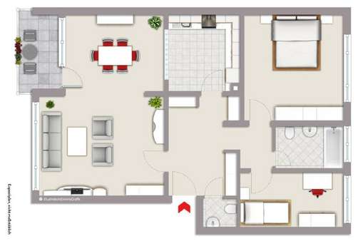 Grundriss Erdgeschoss - Wohnung in 45529 Hattingen mit 89m² kaufen