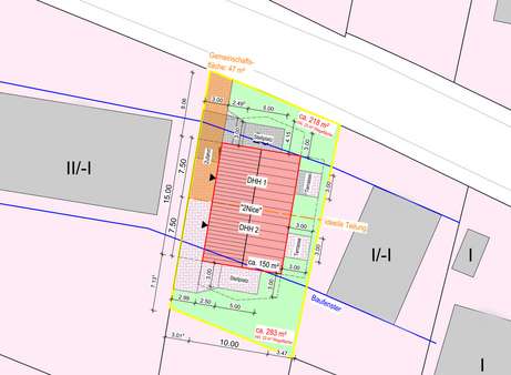 Lageplanentwurf - Doppelhaushälfte in 22523 Hamburg mit 110m² kaufen