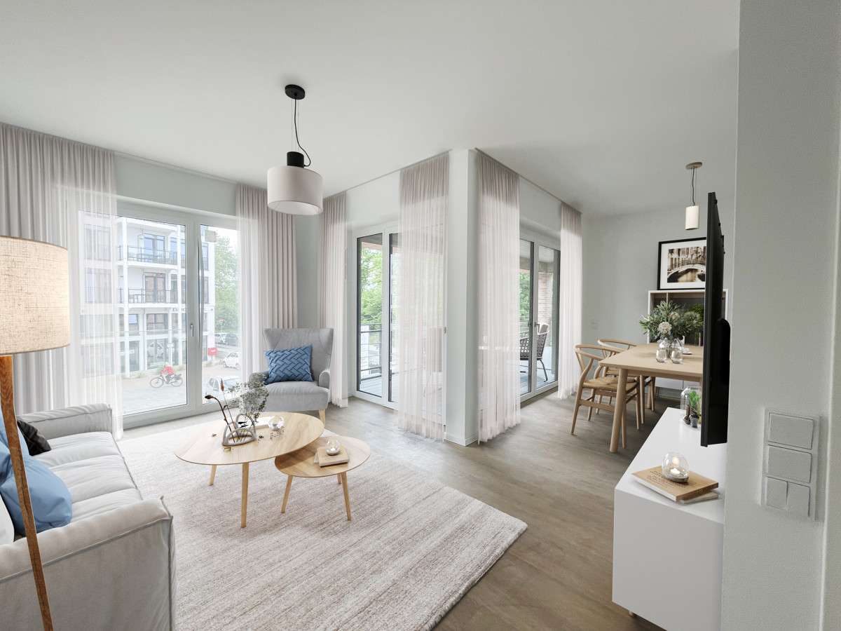 Wohnbereich (teilvisualisiert) Wohnbereich (teilvisualisiert) - Etagenwohnung in 23570 Lübeck mit 55m² kaufen