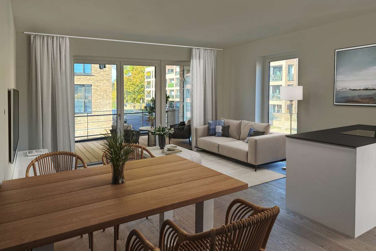 Ess- und Wohnzimmer (teilvisualisiert) - Etagenwohnung in 23570 Lübeck-Travemünde mit 74m² kaufen