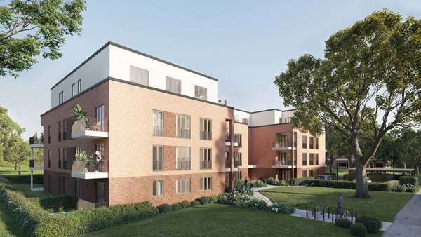 Außenansicht Südost (Visualisierung) Außenansicht Südost (Visualisierung) - Erdgeschosswohnung in 21244 Buchholz in der Nordheide mit 63m² kaufen