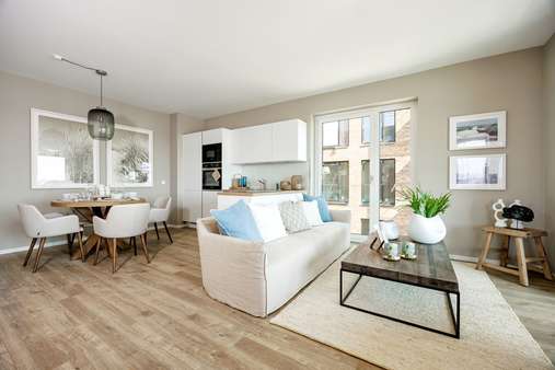 Wohn- und Essbereich (Musterwohnung 2) Wohn- und Essbereich (Musterwohnung 2) - Maisonette-Wohnung in 23570 Lübeck-Travemünde mit 83m² kaufen