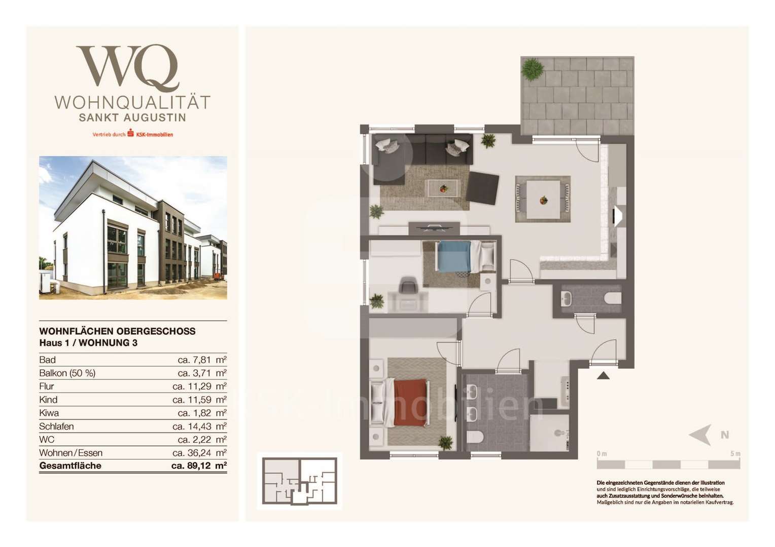 Grundriss Wohnung 3 - Etagenwohnung in 53757 Sankt Augustin / Menden (Rheinland) mit 89m² kaufen