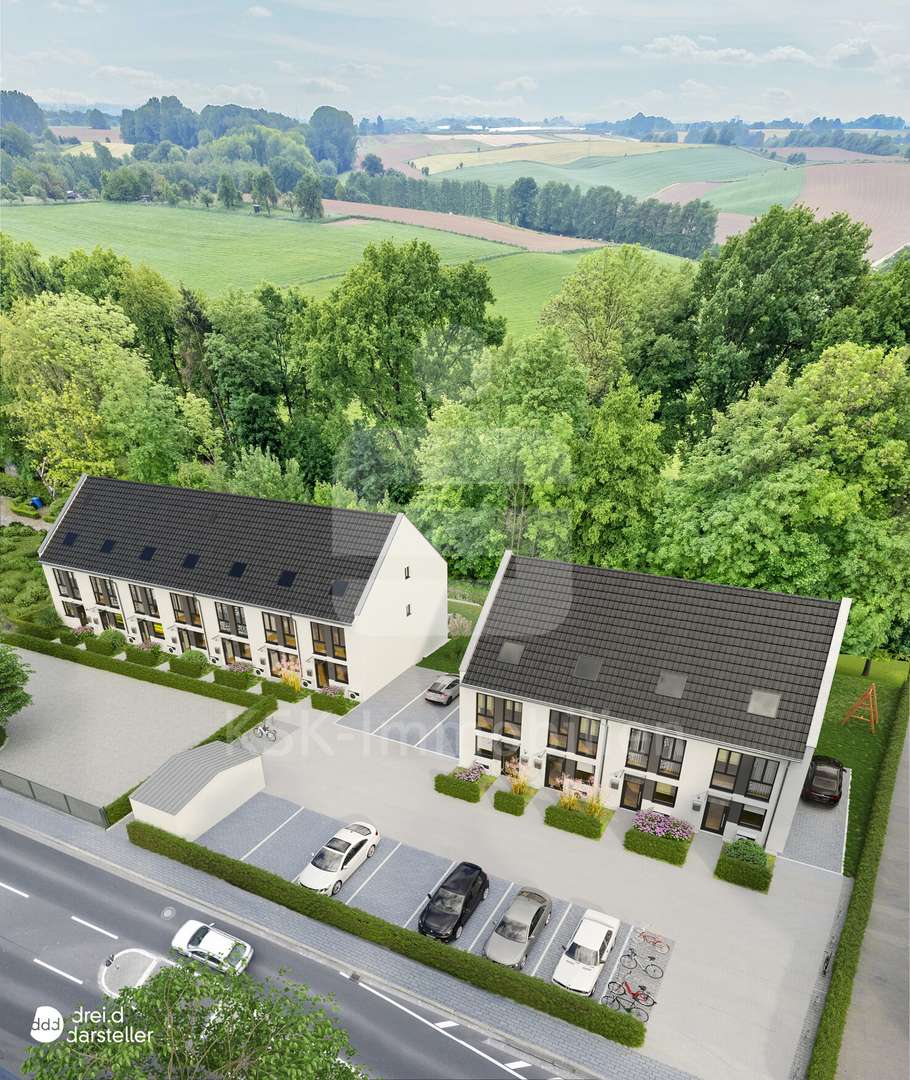 Birdansicht - Reihenendhaus in 51381 Leverkusen mit 119m² kaufen