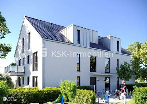 Straßenansicht visualisiert - Erdgeschosswohnung in 51503 Rösrath mit 68m² kaufen