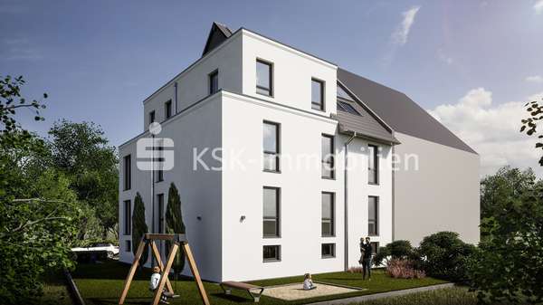 Gartenansicht - Erdgeschosswohnung in 50769 Köln / Fühlingen mit 109m² günstig kaufen