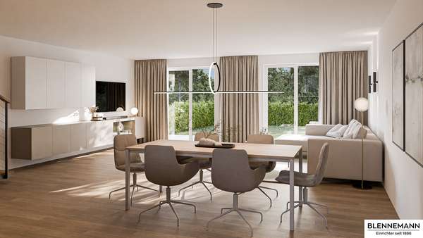 Einrichtungsbeispiel Wohnzimmer - Reihenmittelhaus in 44869 Bochum / Höntrop mit 130m² kaufen