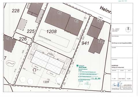 Auszug Bauvorbescheid - Grundstück in 44795 Bochum mit 1013m² kaufen